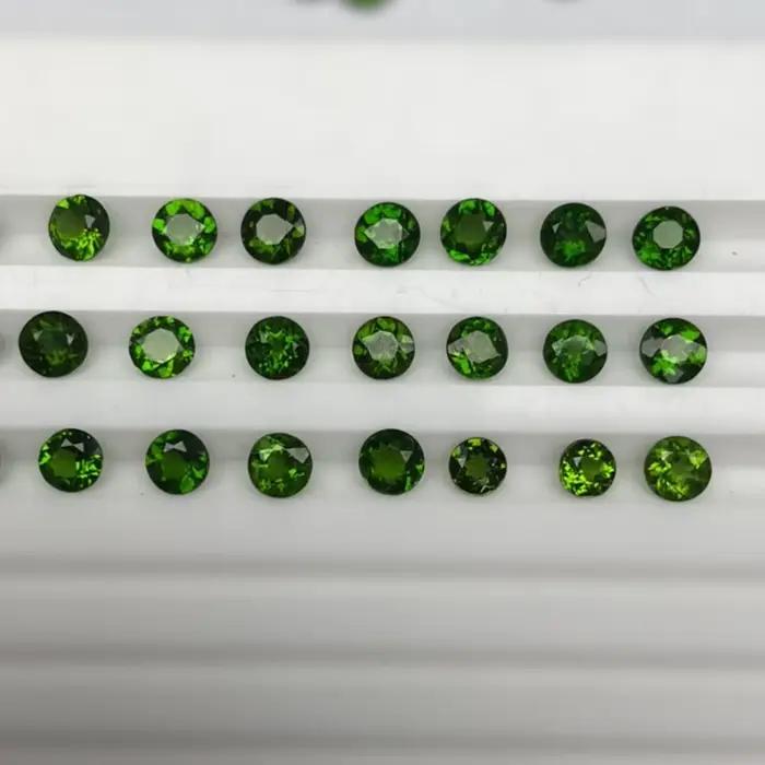 Diopside naturel, pierre brute ronde taillée de 5 mm, vert émeraude, pour bagues, boucles d'oreilles, colliers, accessoires de bijoux DIY