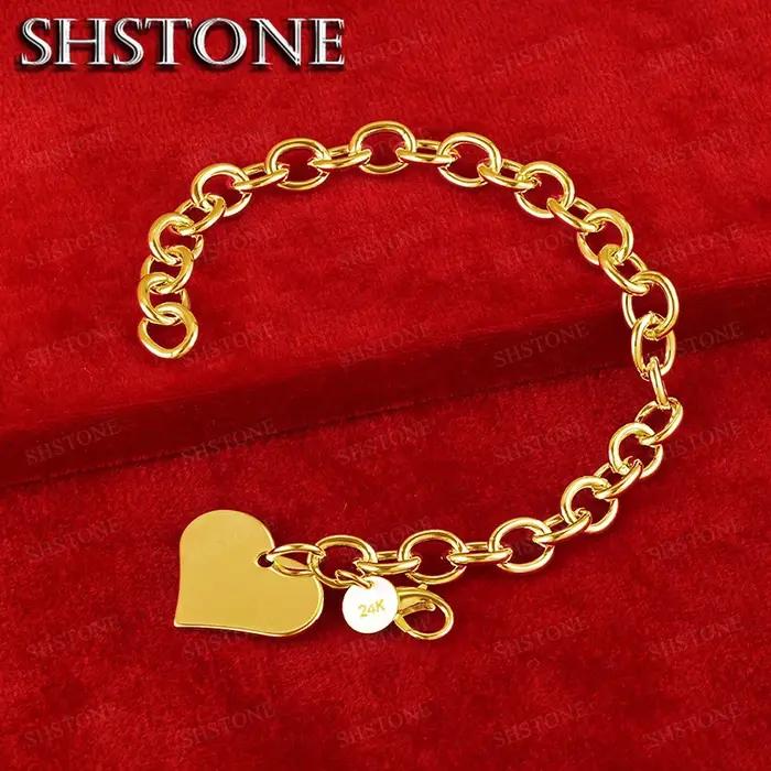 Bracelet avec pendentif en forme de cœur en or 18 carats pour femmes