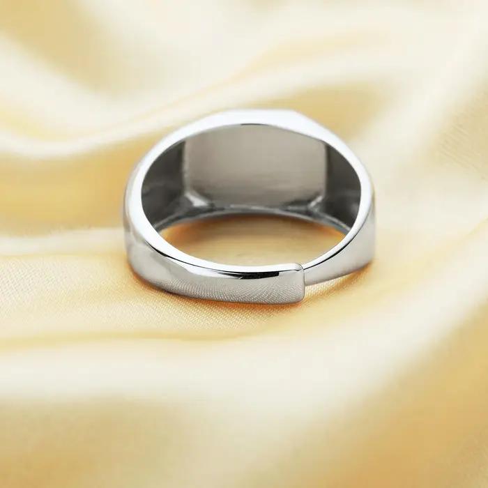 Bague ajustable pour homme en argent sterling 925 avec résine de lait maternel et monture carrée de 9 mm