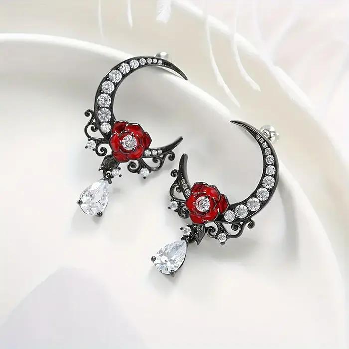 Bijoux gothiques boucles d'oreilles lune Rose pour femmes filles accessoires