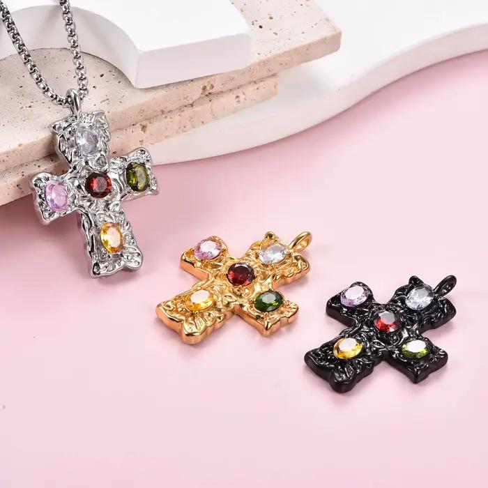 Bijoux Vintage pendentif croix en cristal pour femmes