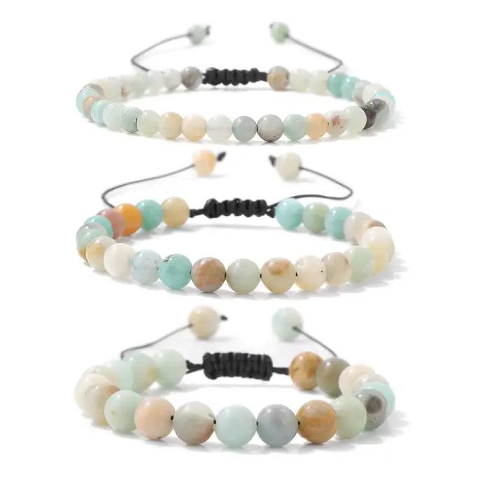Bracelets minimalistes en Amazonite véritable pour femmes et hommes
