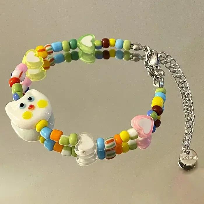 Bracelet en perles de chat de dessin animé mignon pour enfants
