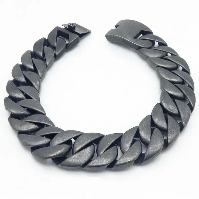 KALEN – chaîne cubaine noire de 31MM, bracelet pour hommes et femmes, collier vintage plus large, bi