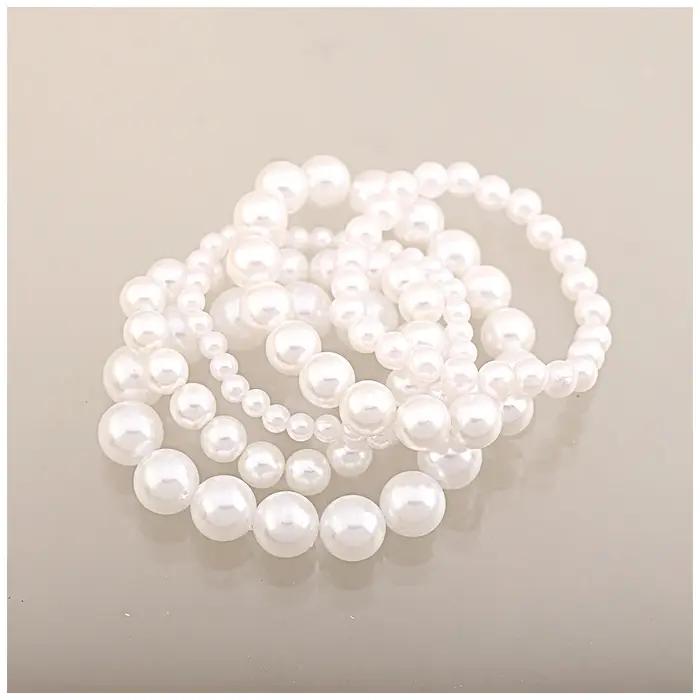 5 pièces par ensemble élastique Imitation perles Bracelets pour femme taille
