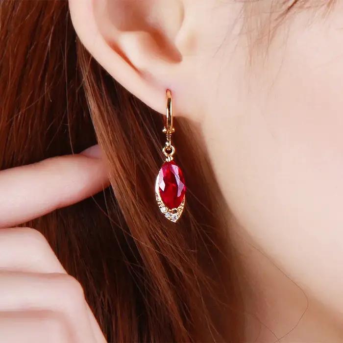 Boucles d'oreilles en or rose véritable 14 carats pour femmes