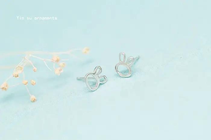Boucles d'oreilles lapin en argent Sterling 925