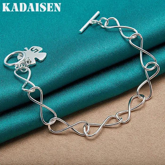 Bracelet en argent sterling 925 avec chaîne en forme de trèfle pour femmes
