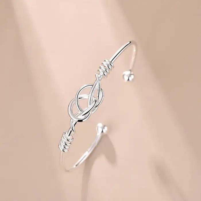 Bracelet à nœuds géométriques en argent Sterling 925 pour Femme et Homme