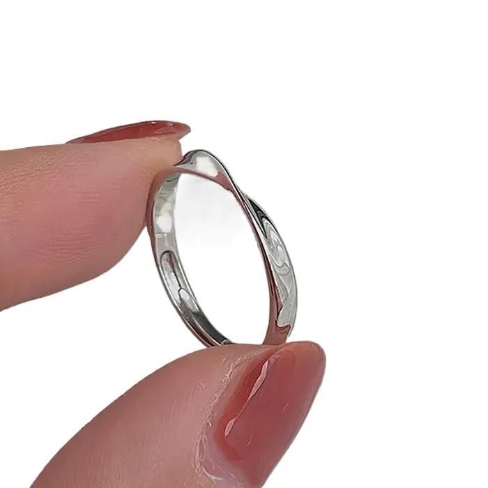 Bague en argent sterling 925 pour femmes minimaliste élégante alliance de mariage ajustable tracker d'humeur occasion spéciale