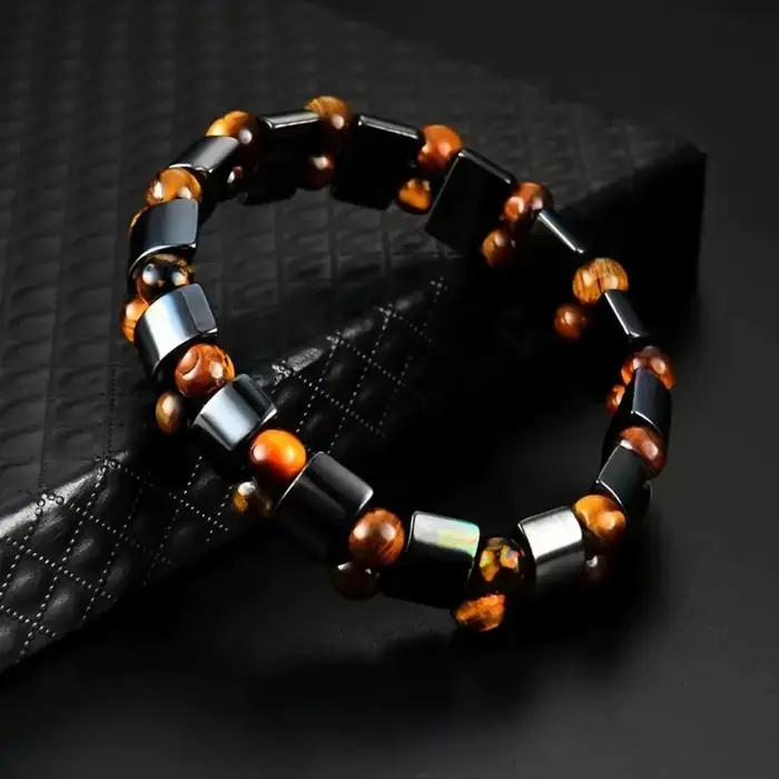 Bracelets en pierre œil de tigre et hématite magnétique pour hommes et femmes, pour attirer l'abondance spirituelle, l'argent et la richesse, bijoux porte-bonheur