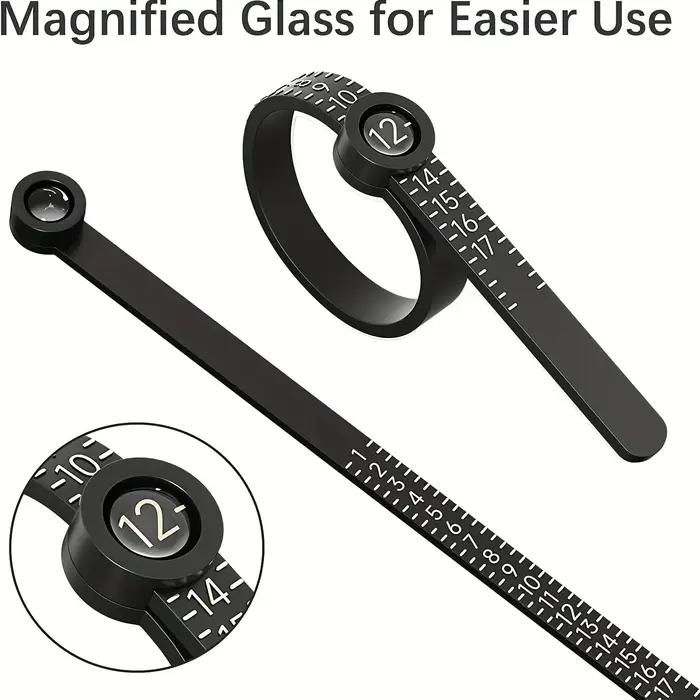 Jauge de taille de bague avec loupe - Règle de mesure de bijoux US/UK/EU/HK