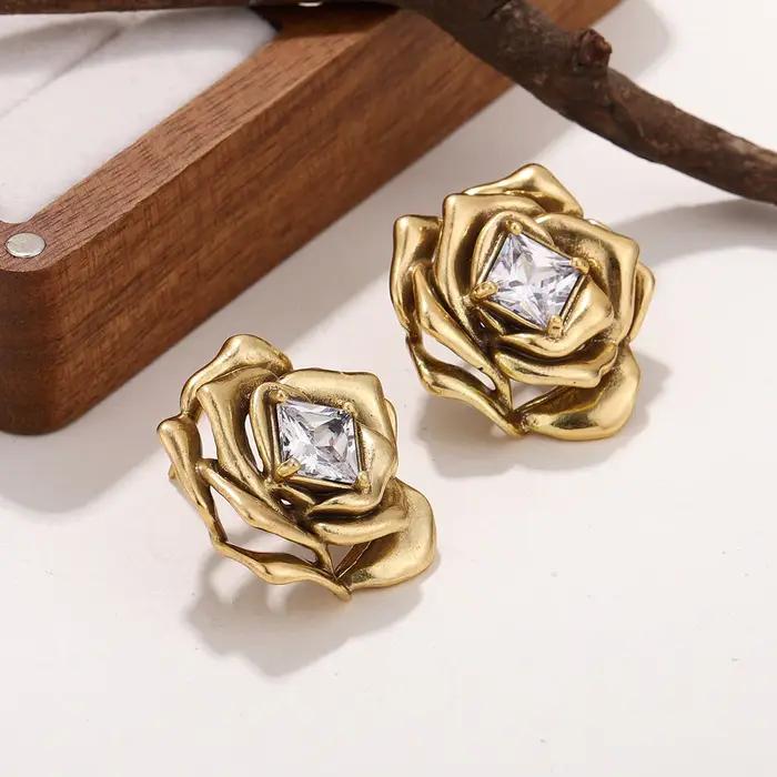 Boucles d'oreilles vintage en forme de rose élégantes pour femmes bijoux hypoallergéniques pour occasions spéciales anniversaire bureau et vacances