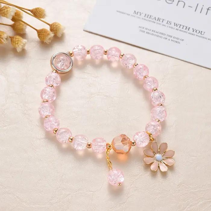 Bracelet perlé en cristal de pop-corn mignon pour femme