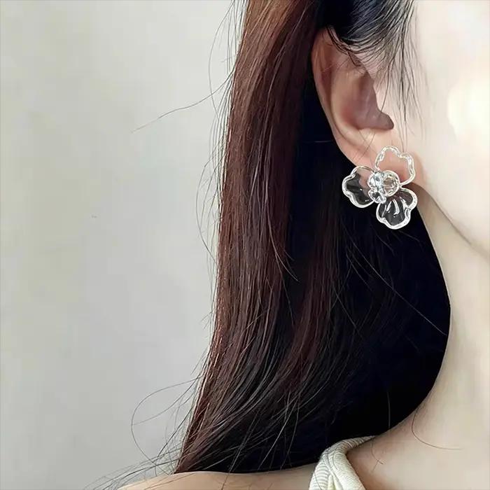 Boucles d'Oreilles Transparentes en Résine Plante Mode Délicate Pour Adolescentes Occasions Spéciales