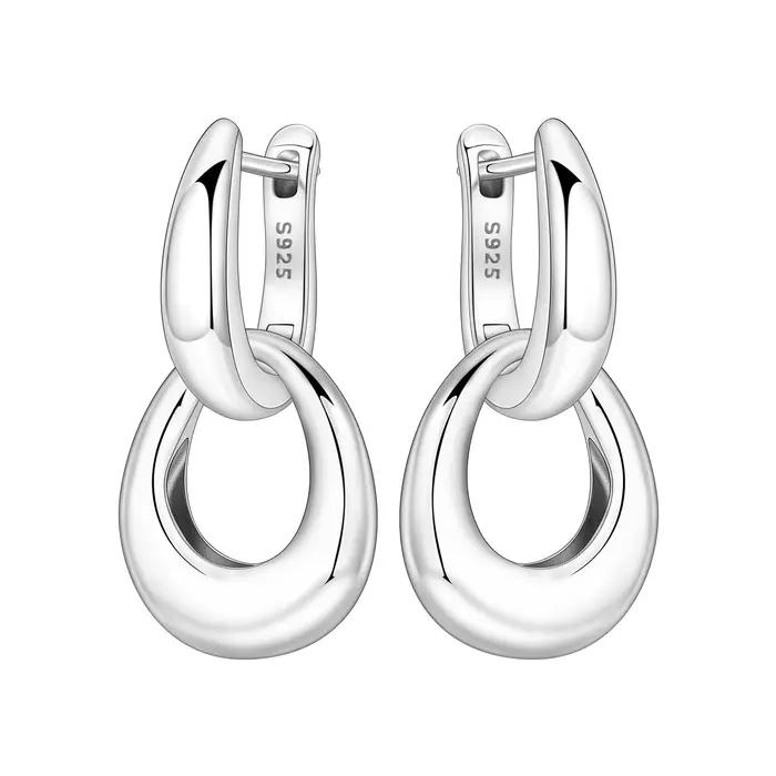 PANPOKI 925 en argent Sterling Double boucle minimaliste boucles d'oreilles femmes boucles d'oreille