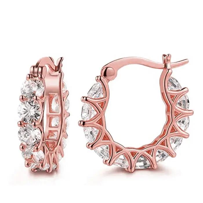 Huitan – boucles d'oreilles créoles en cristal CZ pour femmes