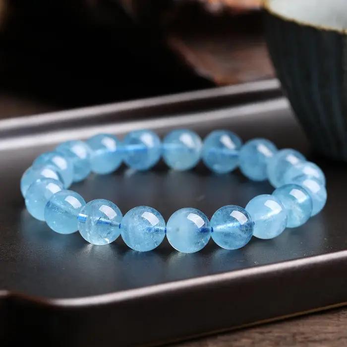 Bracelets en aigue-marine naturelle pour femmes, bijoux en cristal, simple cercle, romantique, décon