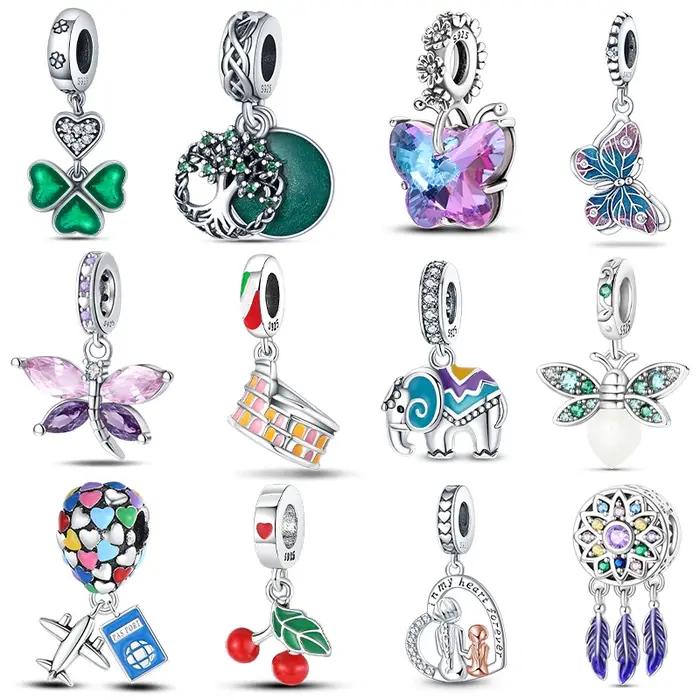Fit Qikaola 925 Bracelets originaux bleu Zircon hibou lumineux tortue de mer poulpe 925 argent breloques perles bricolage anniversaire bijoux cadeau