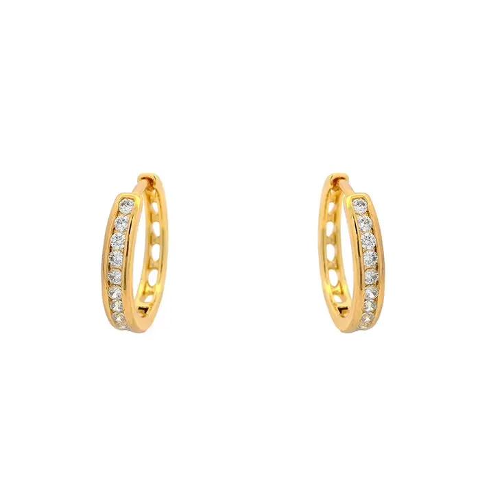 Boucles d'oreilles de luxe en or pur 24K 9999 pour femmes, boucles d'oreilles en diamant