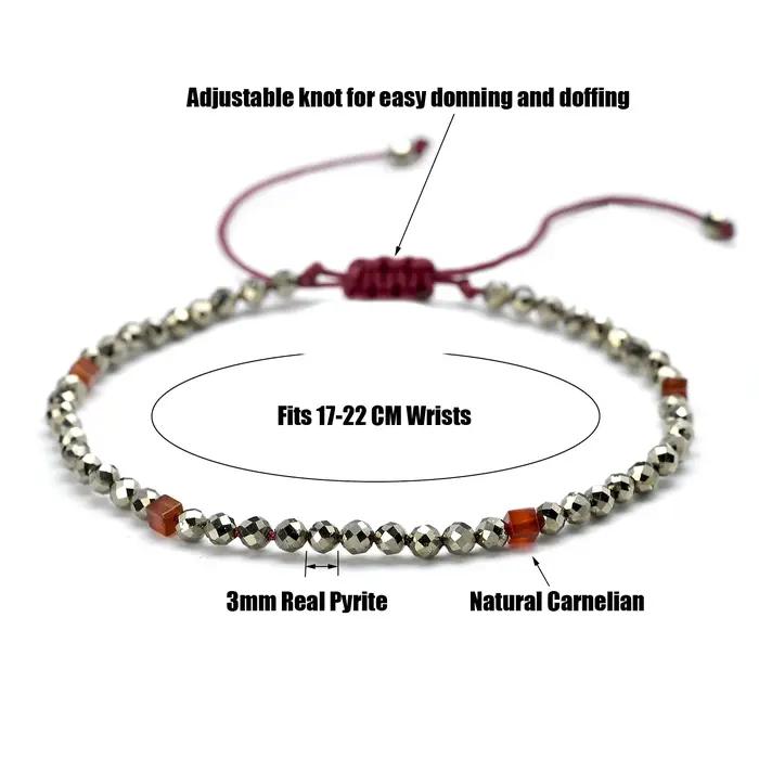 Bracelet tressé en pierre de Pyrite véritable pour femmes