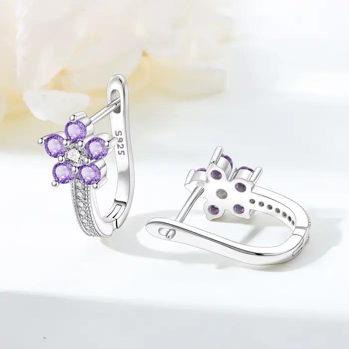 MISEFF – boucles d'oreilles en argent Sterling S925, fleur d'orchidée, bleu et violet, style Vintage, bijoux polyvalents à la mode, cadeau d'anniversaire