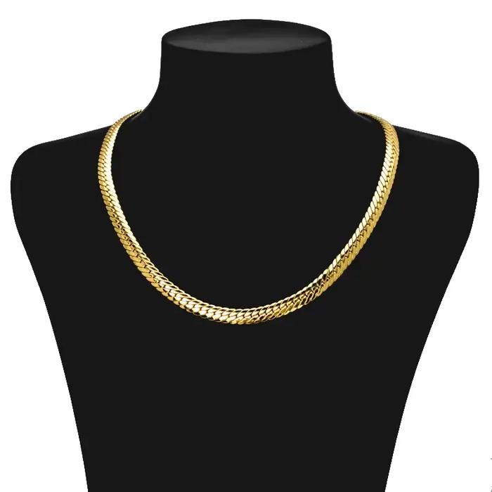 Sunny Jewelry – collier en cuivre, chaînes serpent plaquées or, haute qualité pour femmes et hommes,