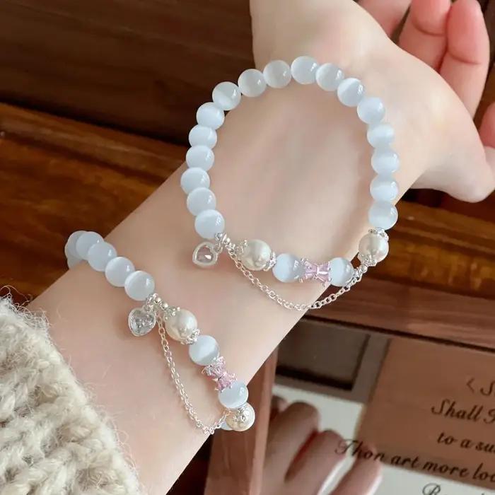 Bracelet perlé en opalite 2026 – Bijou minimaliste et élégant pour femme