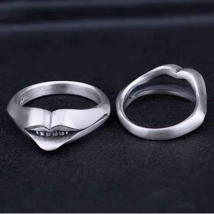 Bague en argent sterling 925 design visage punk unique à offrir pour hommes femmes occasions spéciales partys punk