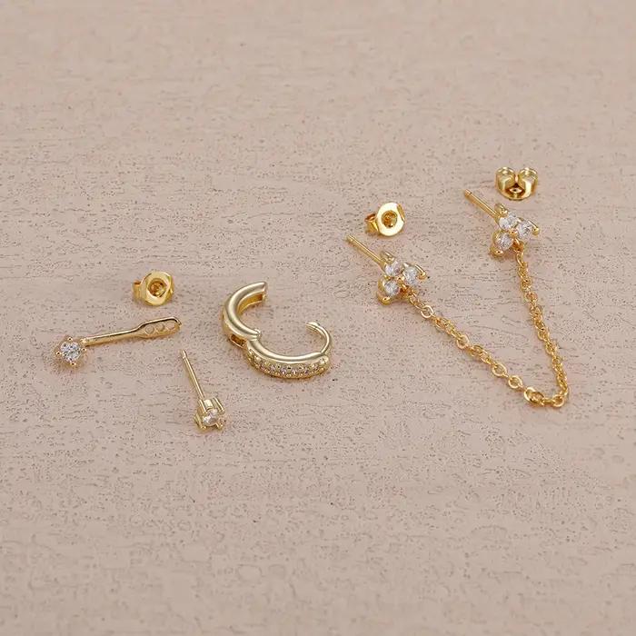 Ensemble de boucles d'oreilles de perçage pour femmes