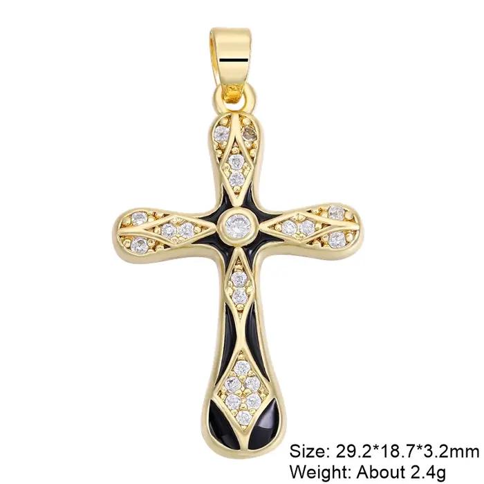 Juya 18K véritable plaqué or pavé Cz Saint Mary vierge émail artisanat breloques pour bricolage pend