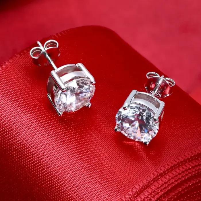 Boucles d'oreilles en argent Sterling 100% Moissanite pour femmes