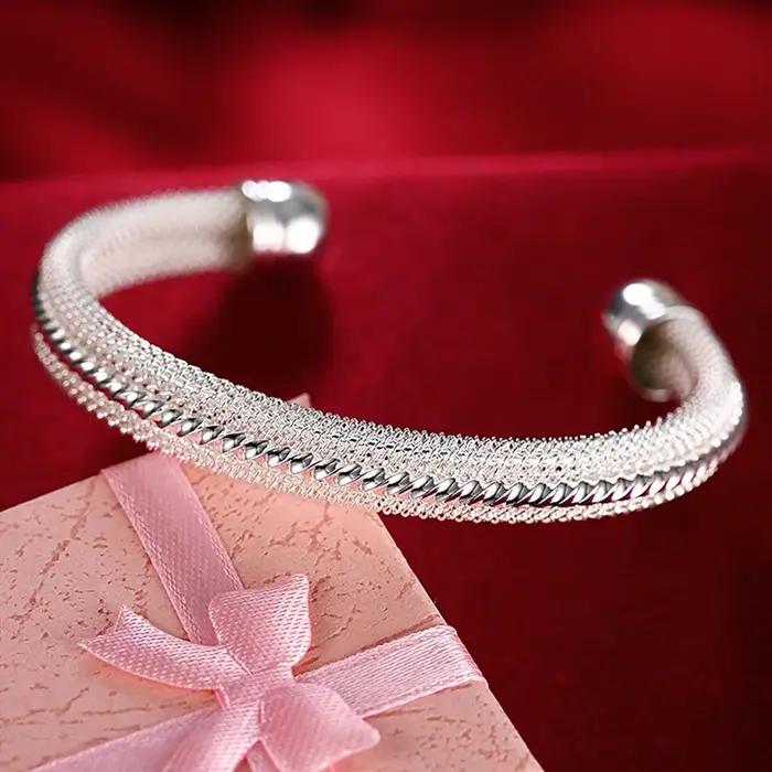 Bracelets en argent Sterling 925 pour femmes avec breloques ouvertes modernes et élégants pour occasions de fête et bal