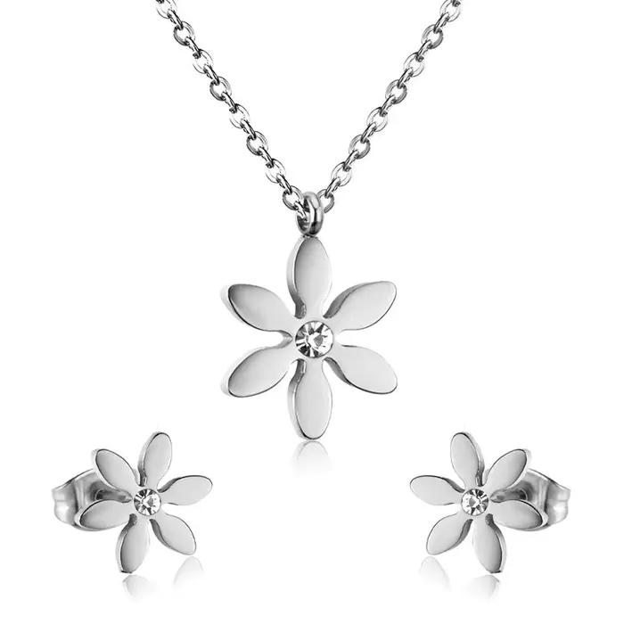 Ensembles de bijoux de mariage de luxe, Style tendance, couleur or, pendentif en forme de fleur, col