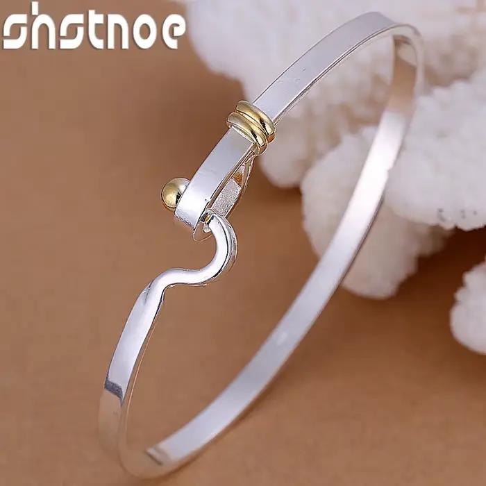 Bracelet rond simple réglable en argent sterling 925 pour hommes et femmes occasion anniversaire polyvalent moderne sportif
