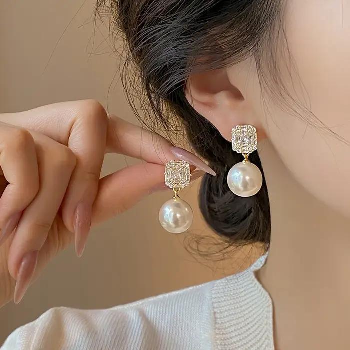 Boucles d'oreilles pendantes en perles de cristal pour femmes