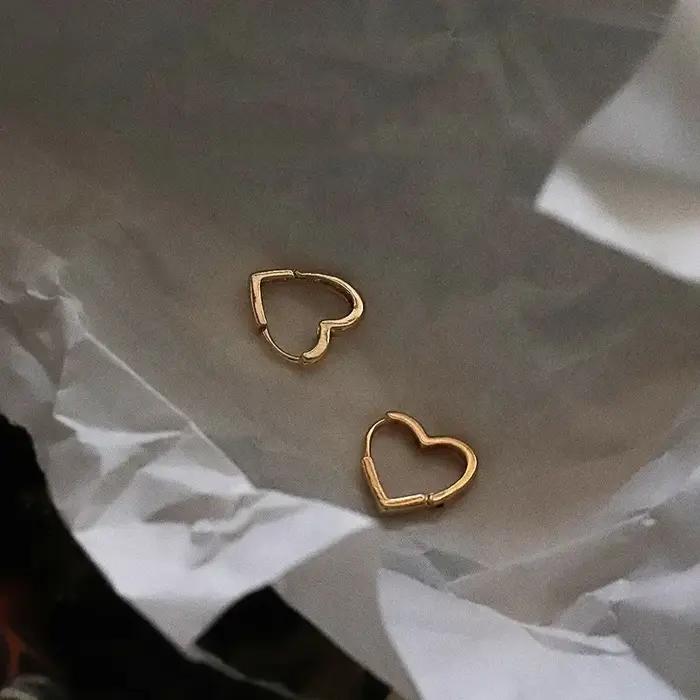 Boucles d'oreilles coeur en argent regardé 925 pour femmes