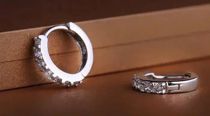 Mode coréenne 925 boucles d'oreilles en argent Sterling 10mm cercle Zircon cerceau boucle d'oreille pour Grils femme accessoires de mariage bijoux cadeaux