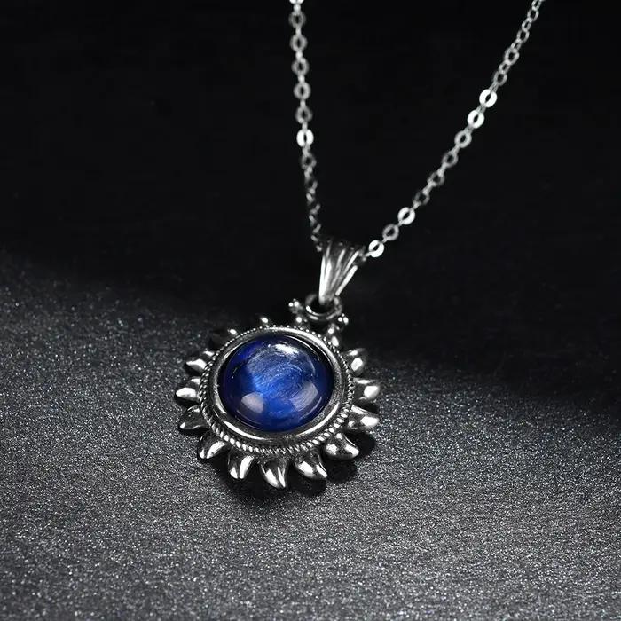 Collier en argent S925 avec Kyanite naturelle pour femmes