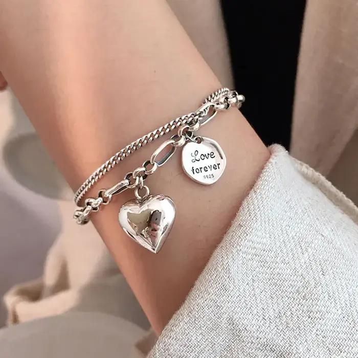 Bracelets à breloques en argent Sterling 925 pour femmes, Bracelet rétro à la mode, cadeau de saint