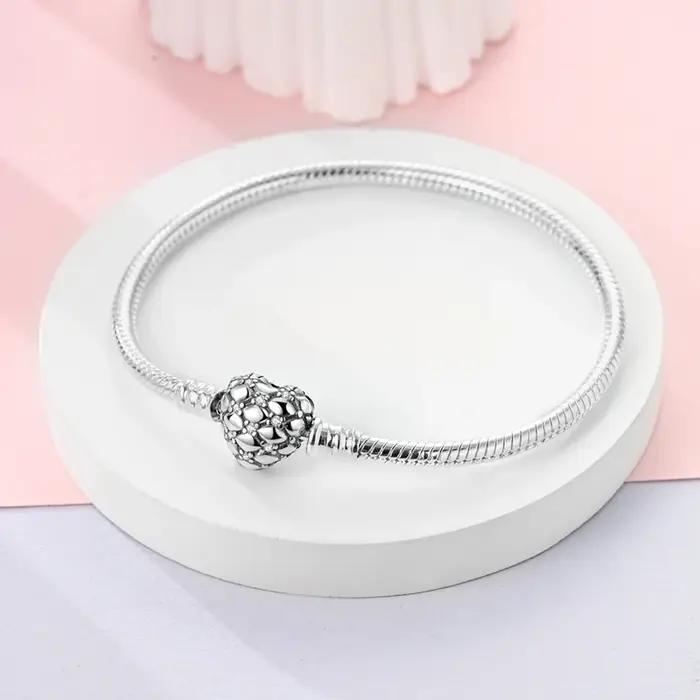 Bracelet 17-20CM Cœur d'amour Original 925 Argent Sterling