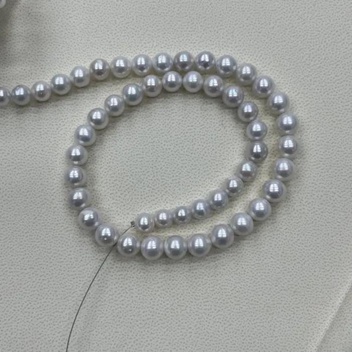 Perles naturelles 8-9mm AAAA rondes lisses d'eau douce blanches, collier DIY semi-fini, accessoires