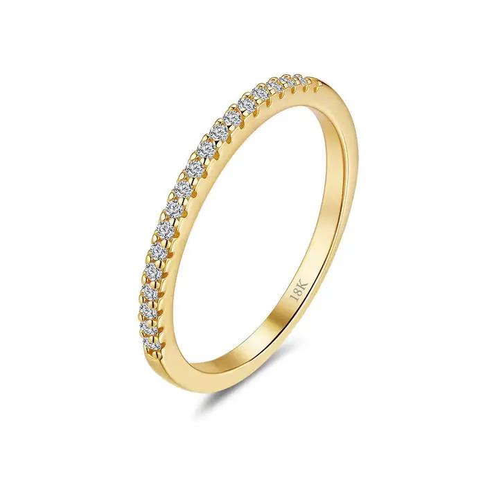 Lumira – bague en or 100% 18 carats pour femmes, exquise, simple rangée, avec pierre Moissanite, à l