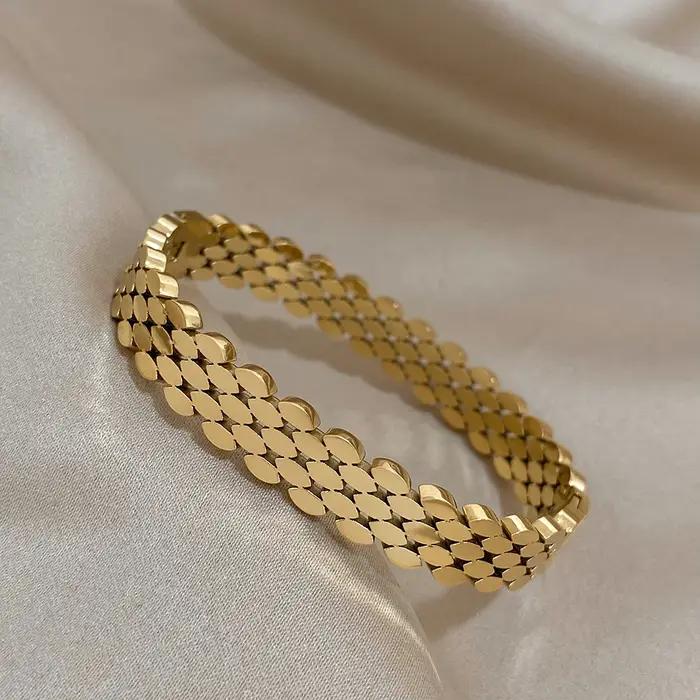 AENSOA – Bracelet ovale en acier inoxydable 316L