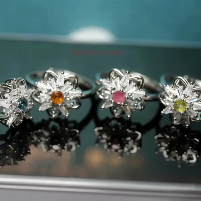 Bague ajustable Meihan en tourmaline naturelle colorée de 3 mm pour femme avec perles ovales