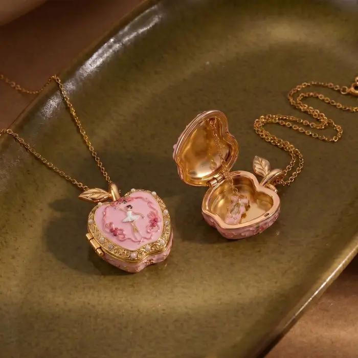 Collier en forme de pomme rouge doré pour femmes et filles style ballet simple et amusant bijou fantaisie occasion spéciale