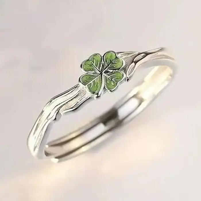 ▫ Bague de couple trèfle à quatre feuilles pour femmes et filles