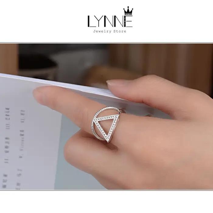 ChimRock-Bague Triangle Réglable en Argent Sterling 925 pour Femme