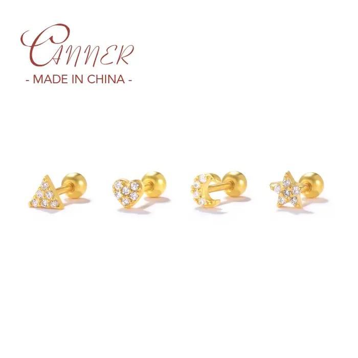Boucles d'oreilles minimalistes en argent regardé 925 pour femmes
