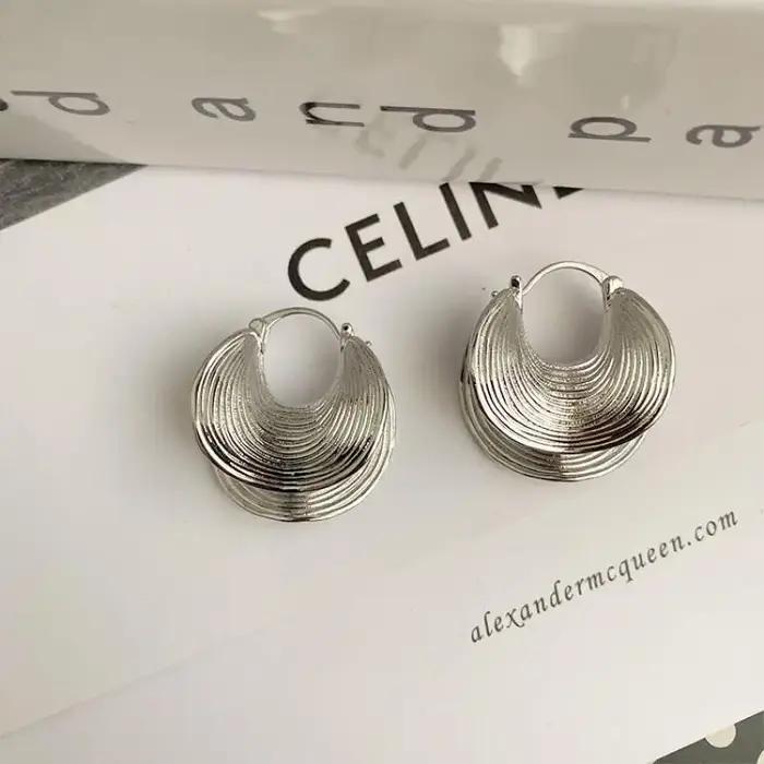 Boucles d'oreilles géométriques uniques à rayures irrégulières pour femmes